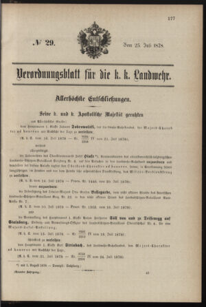 Verordnungsblatt für die Kaiserlich-Königliche Landwehr 18780725 Seite: 1