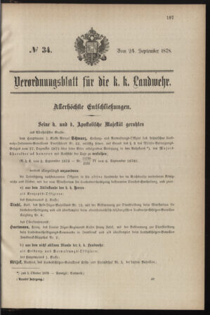 Verordnungsblatt für die Kaiserlich-Königliche Landwehr 18780924 Seite: 1