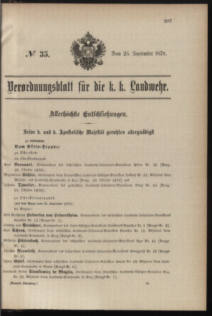 Verordnungsblatt für die Kaiserlich-Königliche Landwehr 18780925 Seite: 1