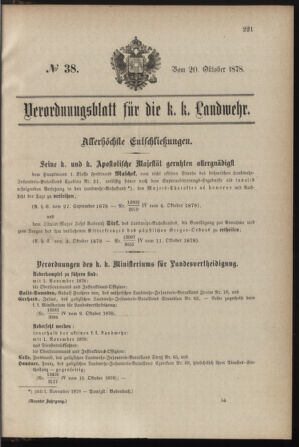 Verordnungsblatt für die Kaiserlich-Königliche Landwehr 18781020 Seite: 1