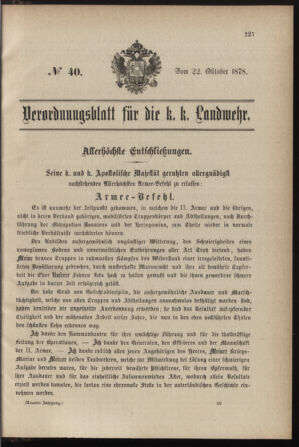 Verordnungsblatt für die Kaiserlich-Königliche Landwehr 18781022 Seite: 1