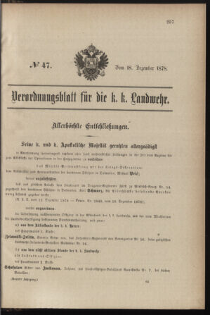 Verordnungsblatt für die Kaiserlich-Königliche Landwehr 18781218 Seite: 1