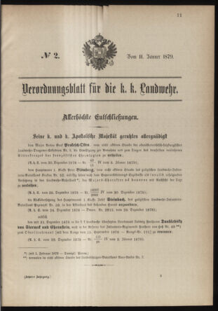 Verordnungsblatt für die Kaiserlich-Königliche Landwehr 18790111 Seite: 1