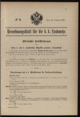 Verordnungsblatt für die Kaiserlich-Königliche Landwehr 18790228 Seite: 1