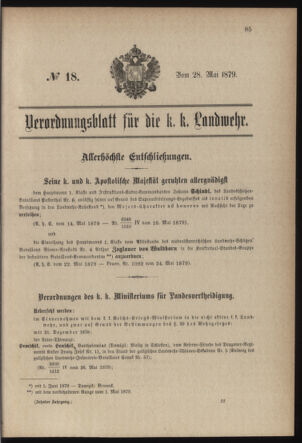 Verordnungsblatt für die Kaiserlich-Königliche Landwehr 18790528 Seite: 1