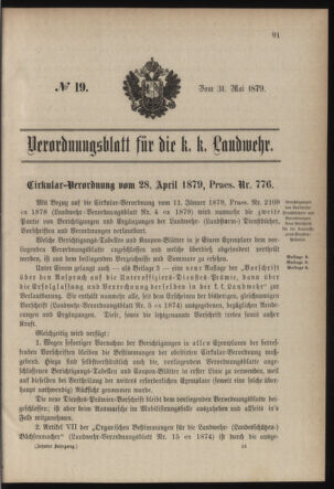 Verordnungsblatt für die Kaiserlich-Königliche Landwehr 18790531 Seite: 1