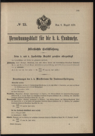 Verordnungsblatt für die Kaiserlich-Königliche Landwehr 18790804 Seite: 1