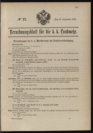 Verordnungsblatt für die Kaiserlich-Königliche Landwehr 18790913 Seite: 1