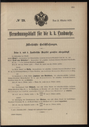 Verordnungsblatt für die Kaiserlich-Königliche Landwehr 18791021 Seite: 1