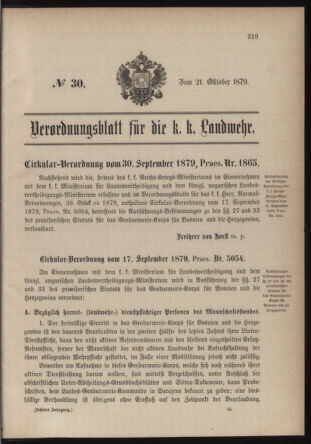 Verordnungsblatt für die Kaiserlich-Königliche Landwehr 18791021 Seite: 5