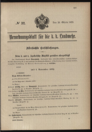 Verordnungsblatt für die Kaiserlich-Königliche Landwehr 18791026 Seite: 1