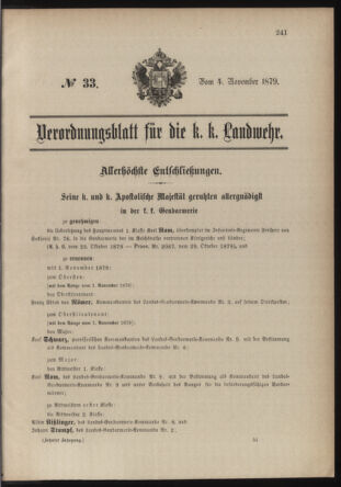 Verordnungsblatt für die Kaiserlich-Königliche Landwehr 18791104 Seite: 1