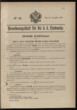 Verordnungsblatt für die Kaiserlich-Königliche Landwehr 18791212 Seite: 1