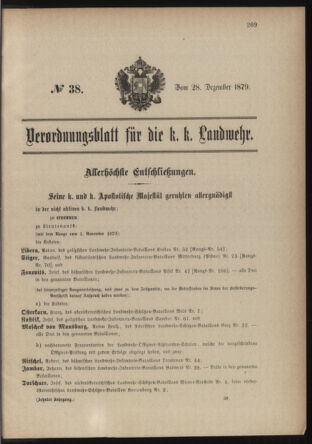 Verordnungsblatt für die Kaiserlich-Königliche Landwehr 18791228 Seite: 1