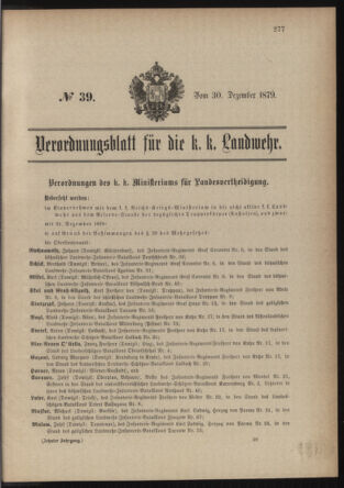 Verordnungsblatt für die Kaiserlich-Königliche Landwehr 18791230 Seite: 1