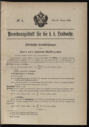 Verordnungsblatt für die Kaiserlich-Königliche Landwehr 18800110 Seite: 1