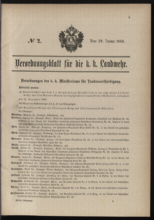 Verordnungsblatt für die Kaiserlich-Königliche Landwehr 18800124 Seite: 1