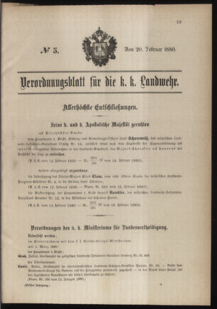 Verordnungsblatt für die Kaiserlich-Königliche Landwehr 18800220 Seite: 1