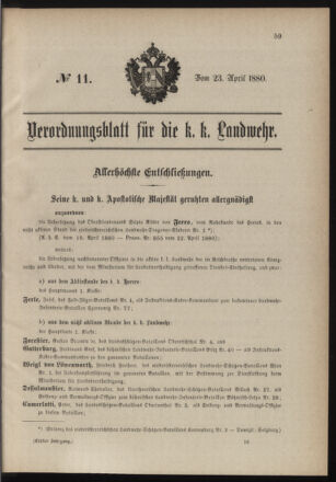 Verordnungsblatt für die Kaiserlich-Königliche Landwehr 18800423 Seite: 1