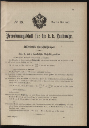 Verordnungsblatt für die Kaiserlich-Königliche Landwehr 18800529 Seite: 1