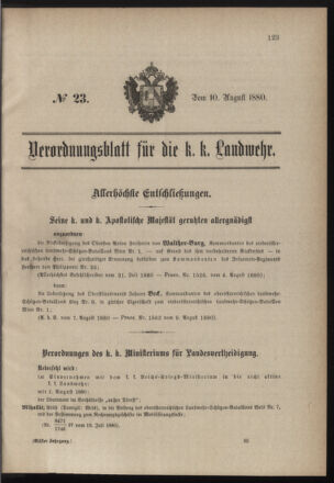 Verordnungsblatt für die Kaiserlich-Königliche Landwehr