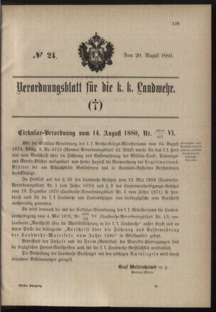 Verordnungsblatt für die Kaiserlich-Königliche Landwehr 18800820 Seite: 1