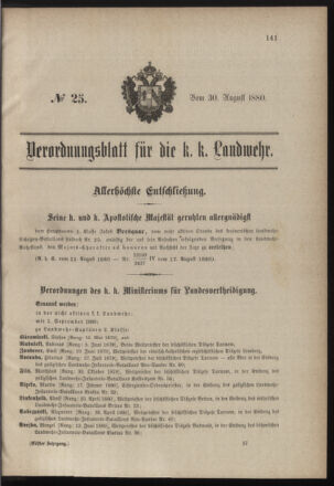 Verordnungsblatt für die Kaiserlich-Königliche Landwehr 18800830 Seite: 1