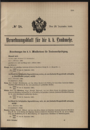 Verordnungsblatt für die Kaiserlich-Königliche Landwehr 18800929 Seite: 1