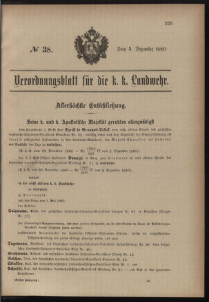 Verordnungsblatt für die Kaiserlich-Königliche Landwehr 18801204 Seite: 1