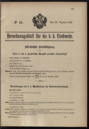 Verordnungsblatt für die Kaiserlich-Königliche Landwehr 18801224 Seite: 1