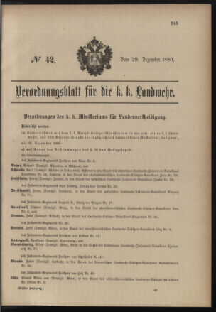 Verordnungsblatt für die Kaiserlich-Königliche Landwehr 18801229 Seite: 1