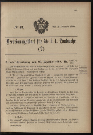 Verordnungsblatt für die Kaiserlich-Königliche Landwehr 18801231 Seite: 1