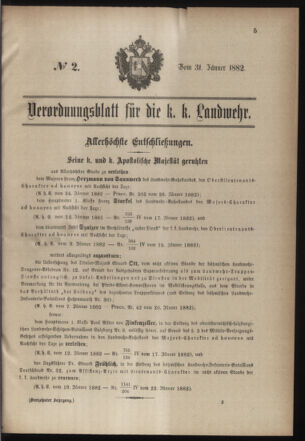 Verordnungsblatt für die Kaiserlich-Königliche Landwehr 18820131 Seite: 1