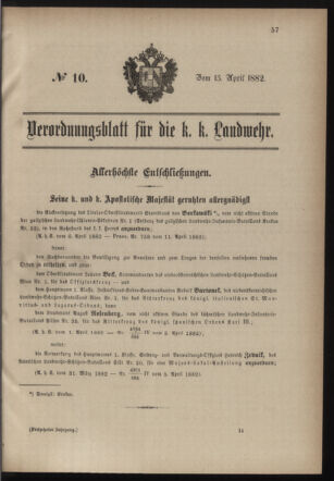 Verordnungsblatt für die Kaiserlich-Königliche Landwehr 18820415 Seite: 1