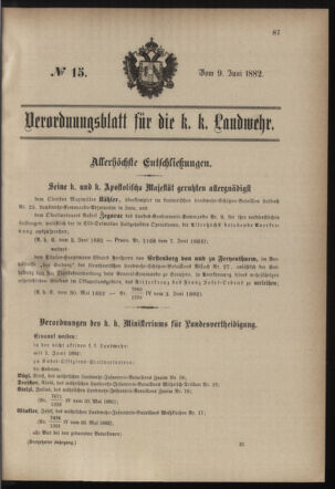 Verordnungsblatt für die Kaiserlich-Königliche Landwehr 18820609 Seite: 1