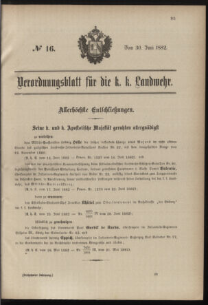 Verordnungsblatt für die Kaiserlich-Königliche Landwehr 18820630 Seite: 1