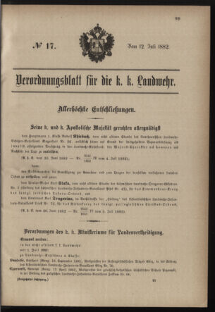 Verordnungsblatt für die Kaiserlich-Königliche Landwehr 18820712 Seite: 1