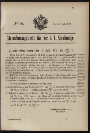 Verordnungsblatt für die Kaiserlich-Königliche Landwehr 18820725 Seite: 1