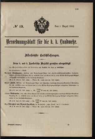 Verordnungsblatt für die Kaiserlich-Königliche Landwehr