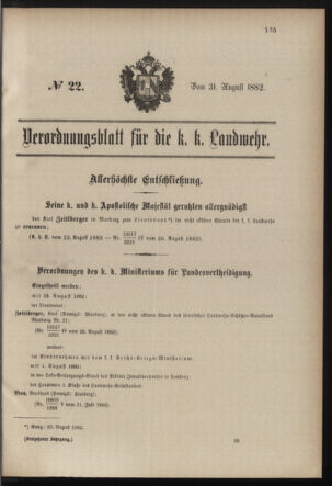 Verordnungsblatt für die Kaiserlich-Königliche Landwehr 18820831 Seite: 1