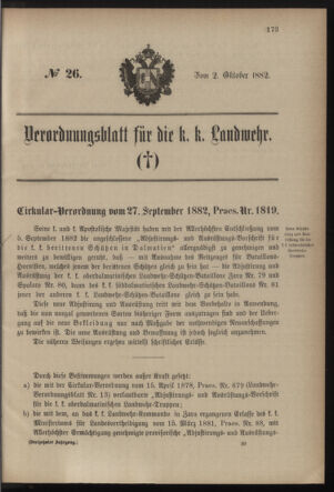 Verordnungsblatt für die Kaiserlich-Königliche Landwehr 18821002 Seite: 1