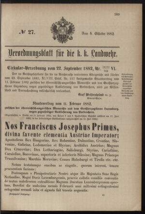 Verordnungsblatt für die Kaiserlich-Königliche Landwehr 18821004 Seite: 1