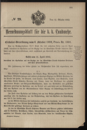 Verordnungsblatt für die Kaiserlich-Königliche Landwehr 18821012 Seite: 1