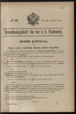 Verordnungsblatt für die Kaiserlich-Königliche Landwehr 18821222 Seite: 1