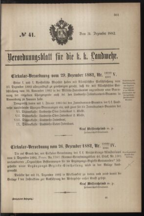 Verordnungsblatt für die Kaiserlich-Königliche Landwehr 18821231 Seite: 1