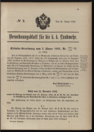 Verordnungsblatt für die Kaiserlich-Königliche Landwehr 18830118 Seite: 35