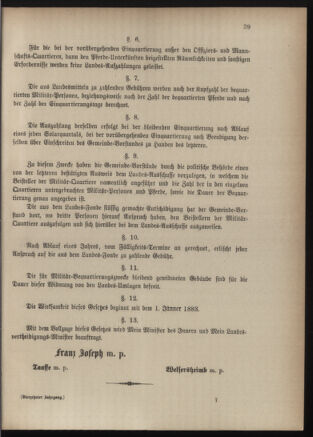 Verordnungsblatt für die Kaiserlich-Königliche Landwehr 18830118 Seite: 39