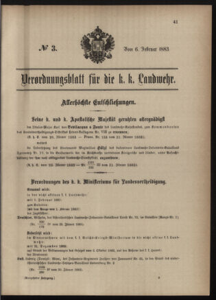 Verordnungsblatt für die Kaiserlich-Königliche Landwehr 18830206 Seite: 1