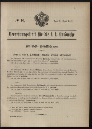 Verordnungsblatt für die Kaiserlich-Königliche Landwehr