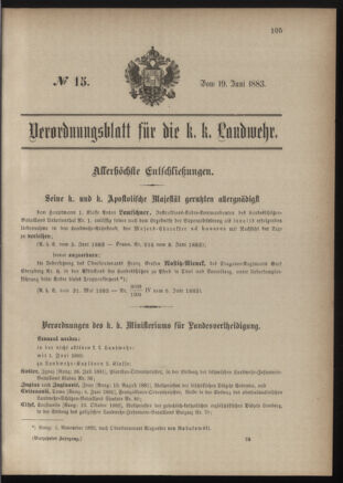 Verordnungsblatt für die Kaiserlich-Königliche Landwehr 18830619 Seite: 1